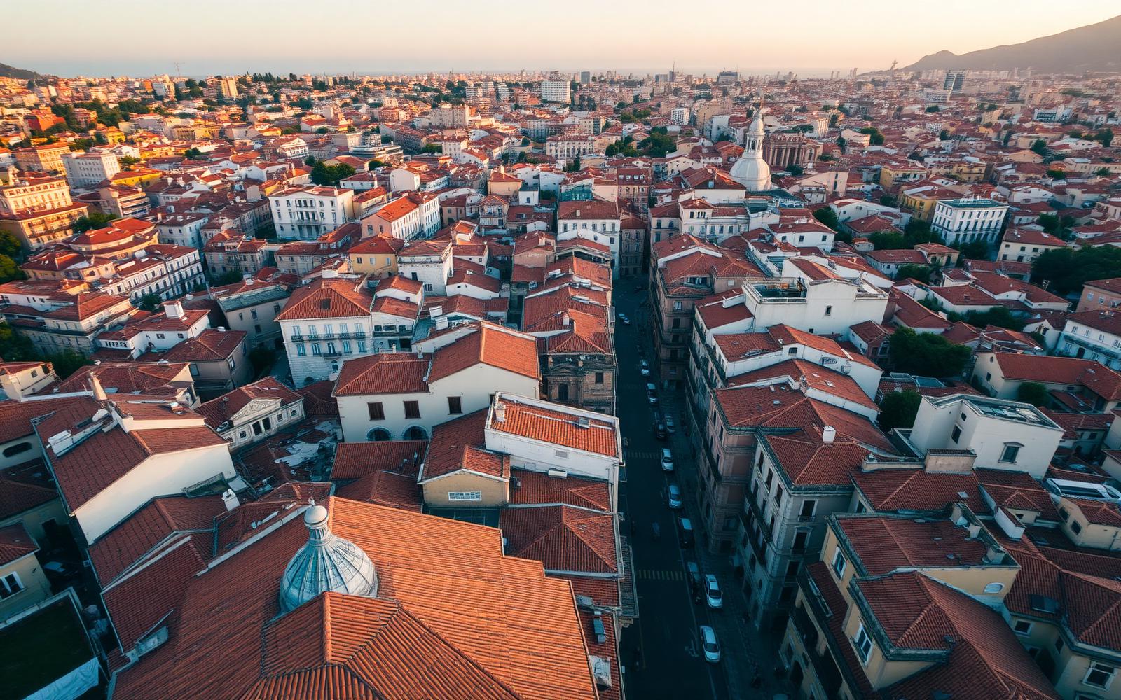 Vista aerea del centro storico di Napoli